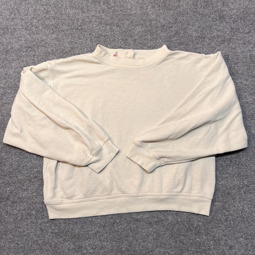Vintage Pacer Sport Sweatshirt Women Large White Thermal Snap Mock Neck Pullover
